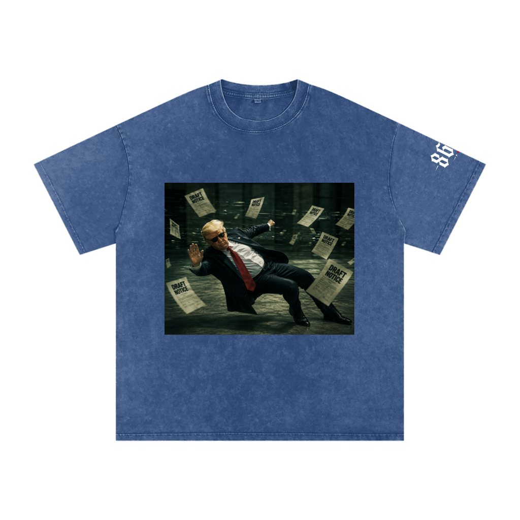 “Draft Dodger” Snow Washed Oversized Cotton T-Shirt