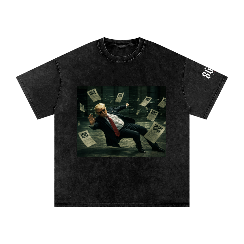 “Draft Dodger” Snow Washed Oversized Cotton T-Shirt