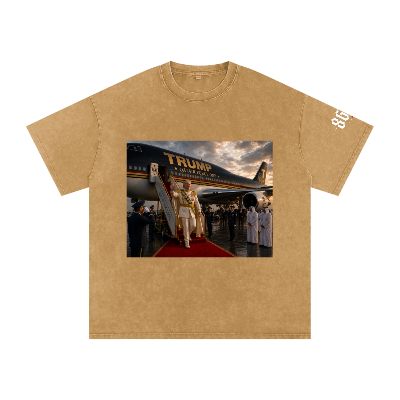 “Qatair Force One” Snow Washed Oversized Cotton T-Shirt