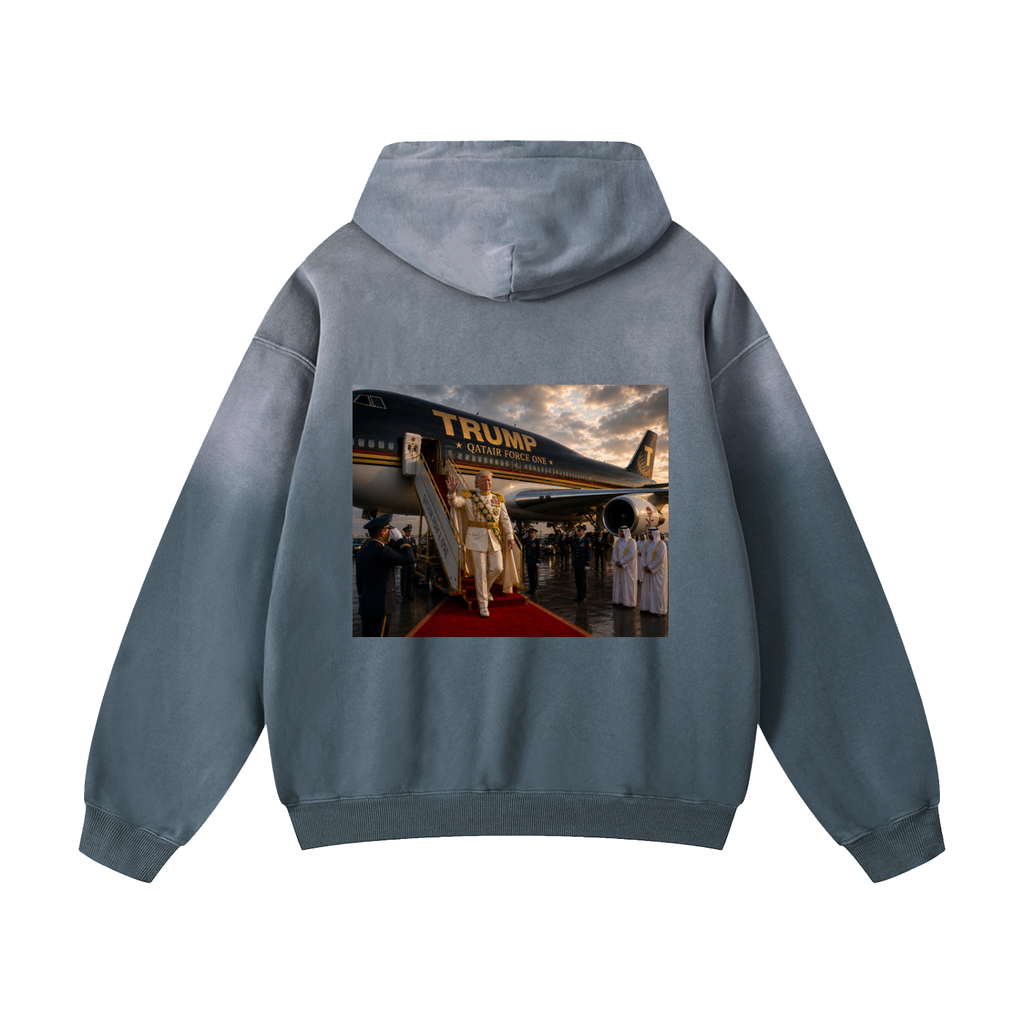 “Qatair Force One” Heavyweight Sunfade Oversized Hoodie