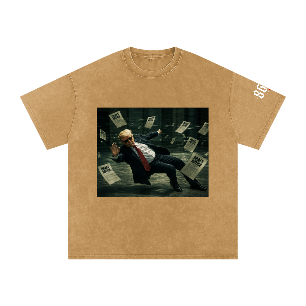 “Draft Dodger” Snow Washed Oversized Cotton T-Shirt
