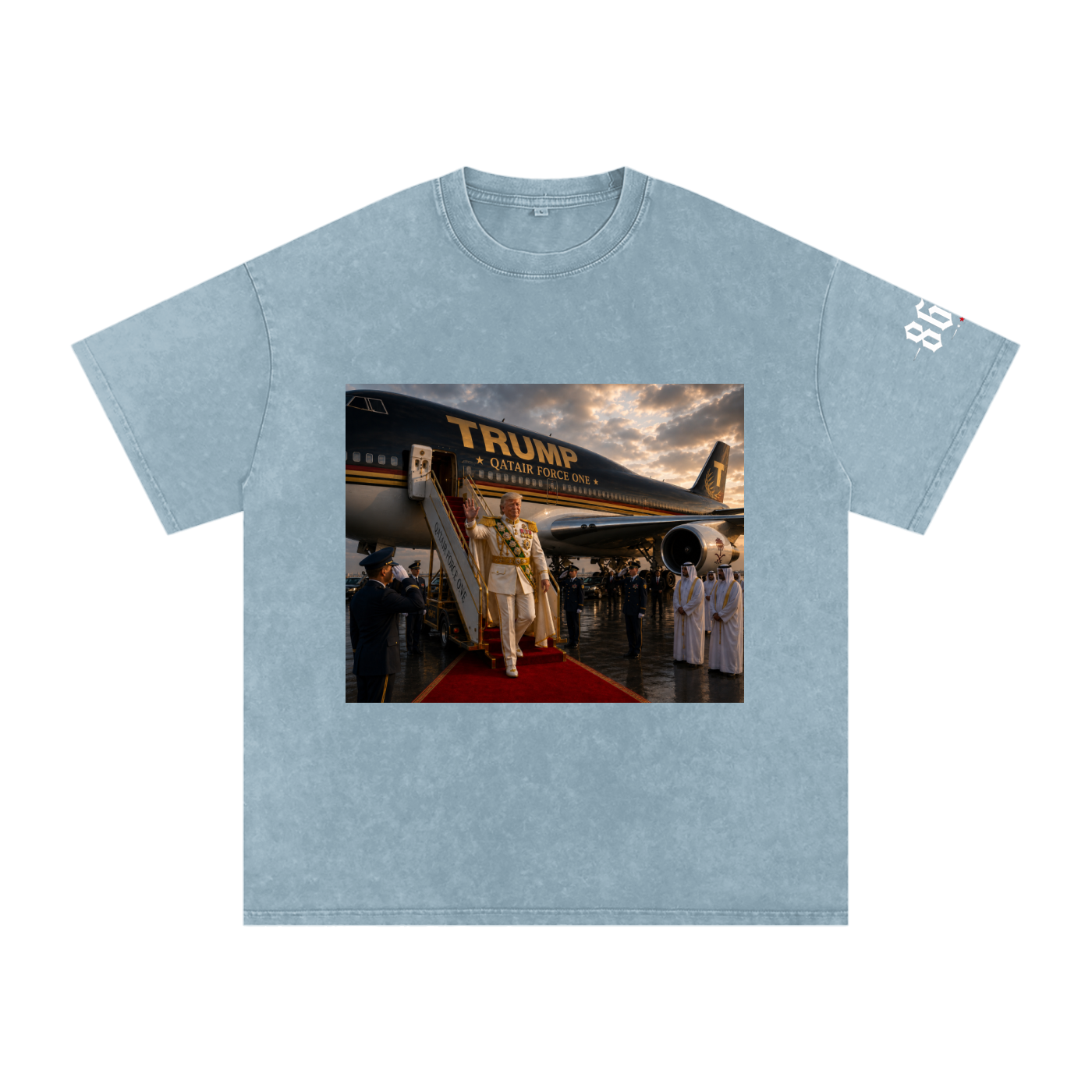 “Qatair Force One” Snow Washed Oversized Cotton T-Shirt