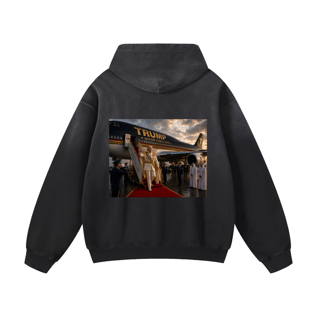 “Qatair Force One” Heavyweight Sunfade Oversized Hoodie
