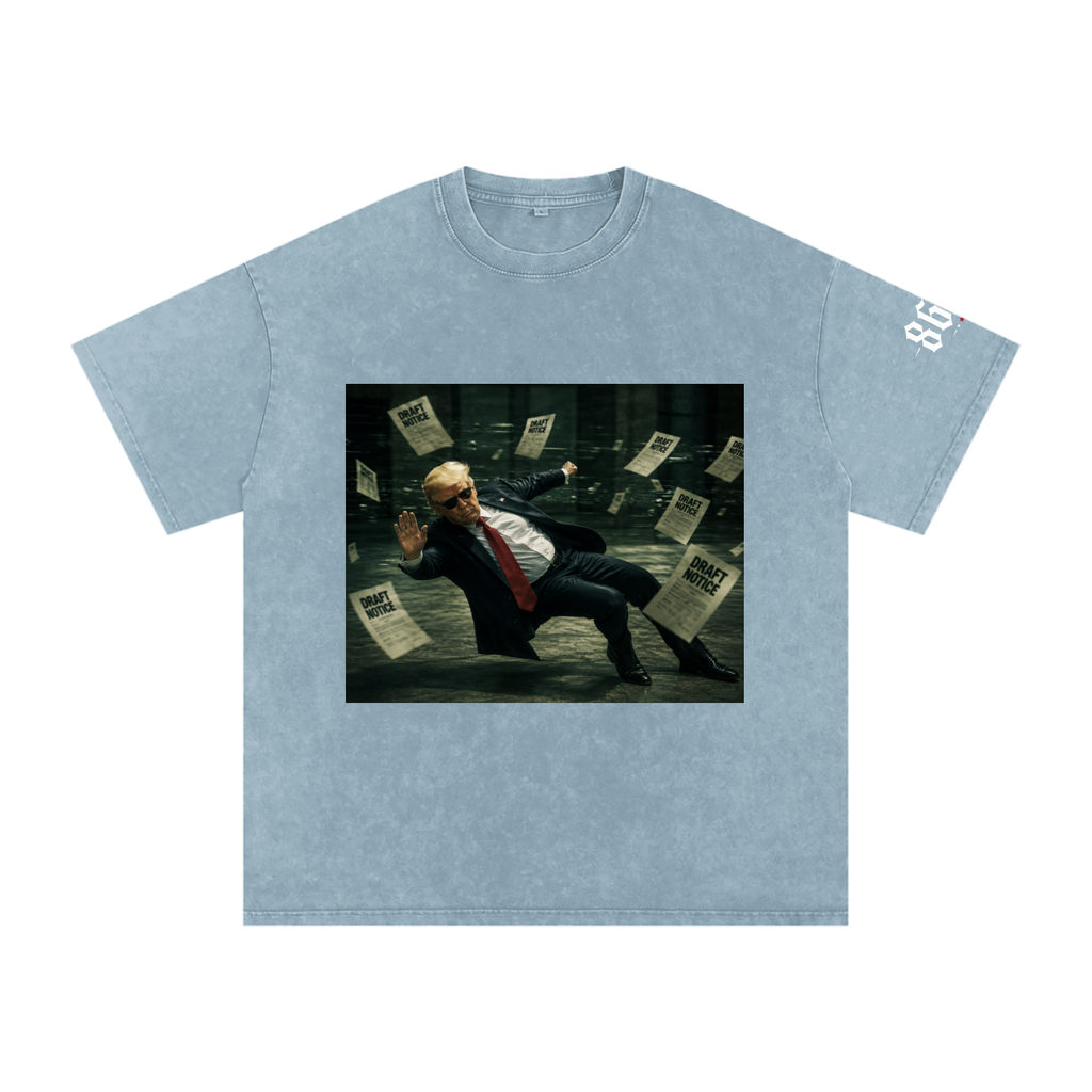 “Draft Dodger” Snow Washed Oversized Cotton T-Shirt
