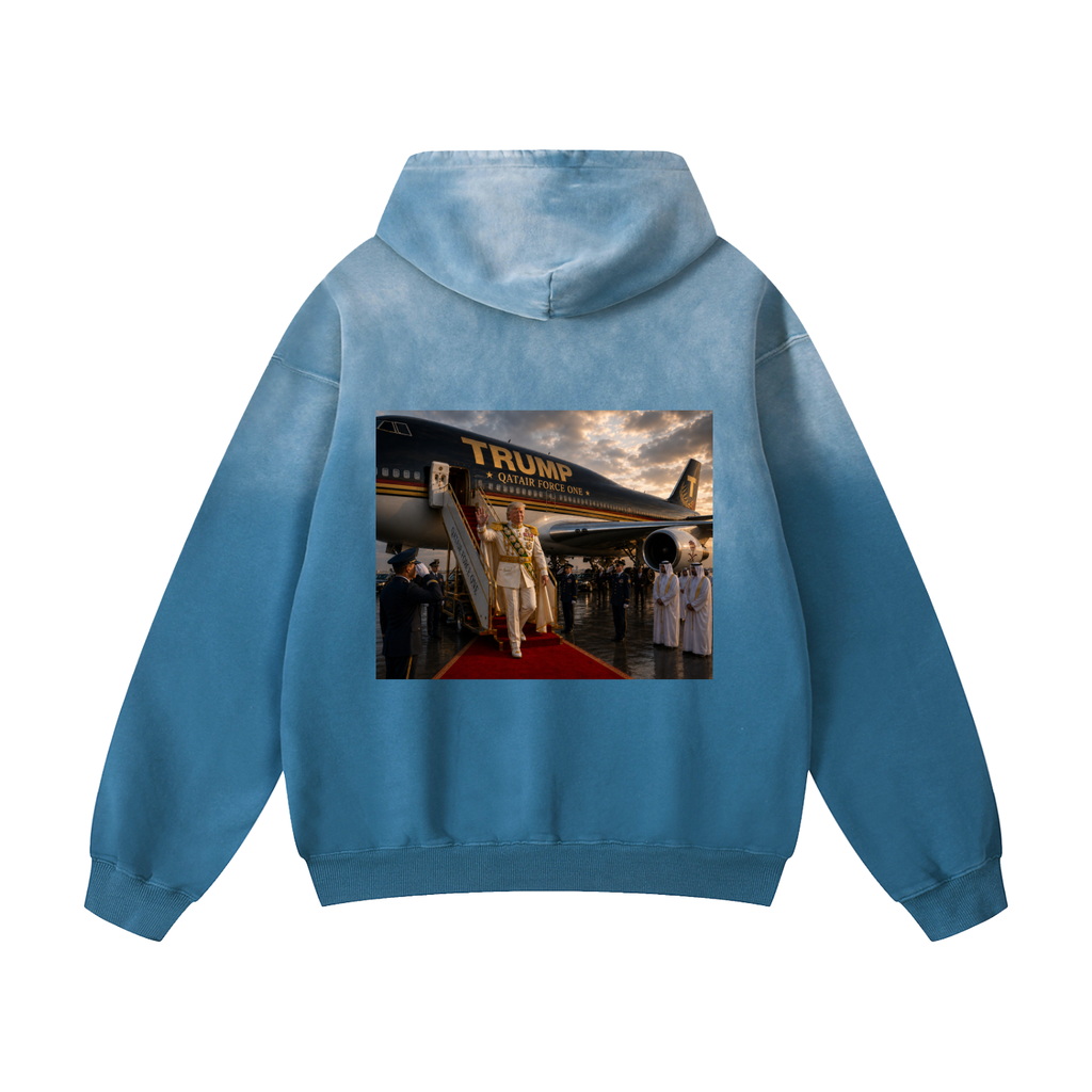 “Qatair Force One” Heavyweight Sunfade Oversized Hoodie