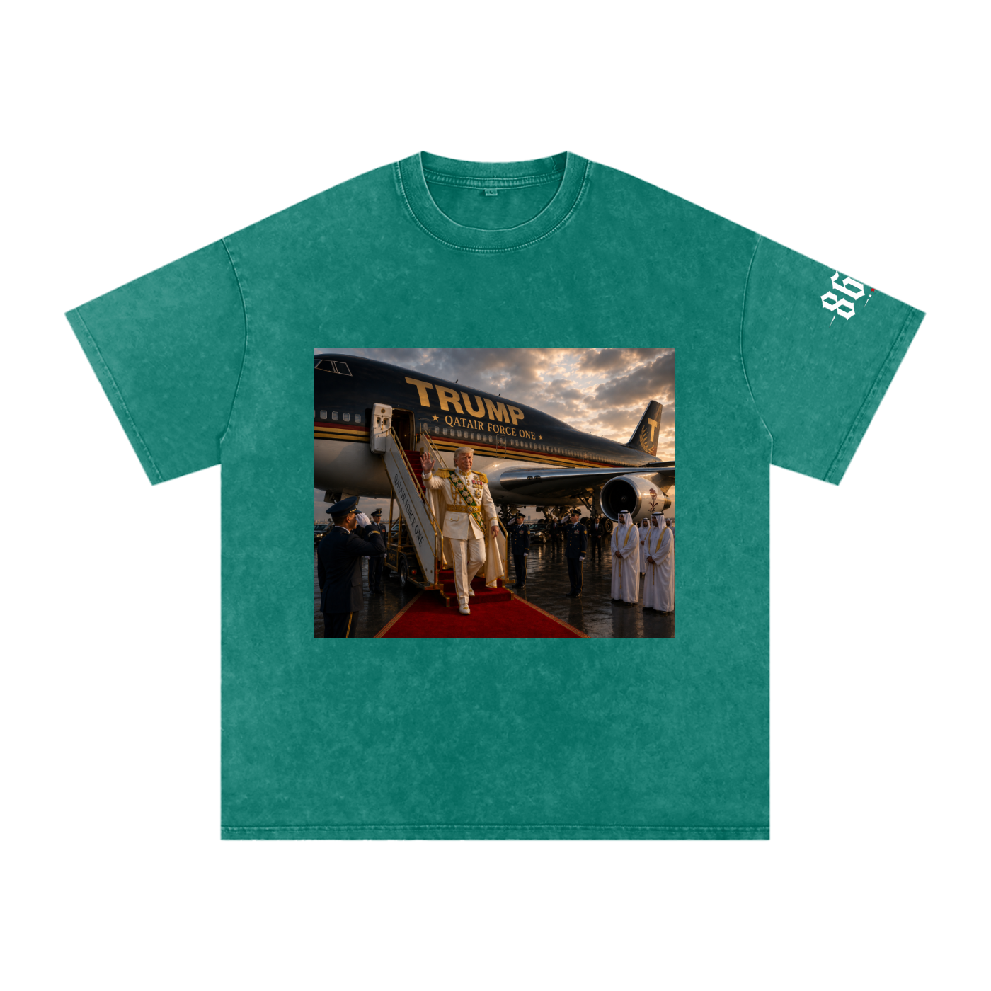 “Qatair Force One” Snow Washed Oversized Cotton T-Shirt