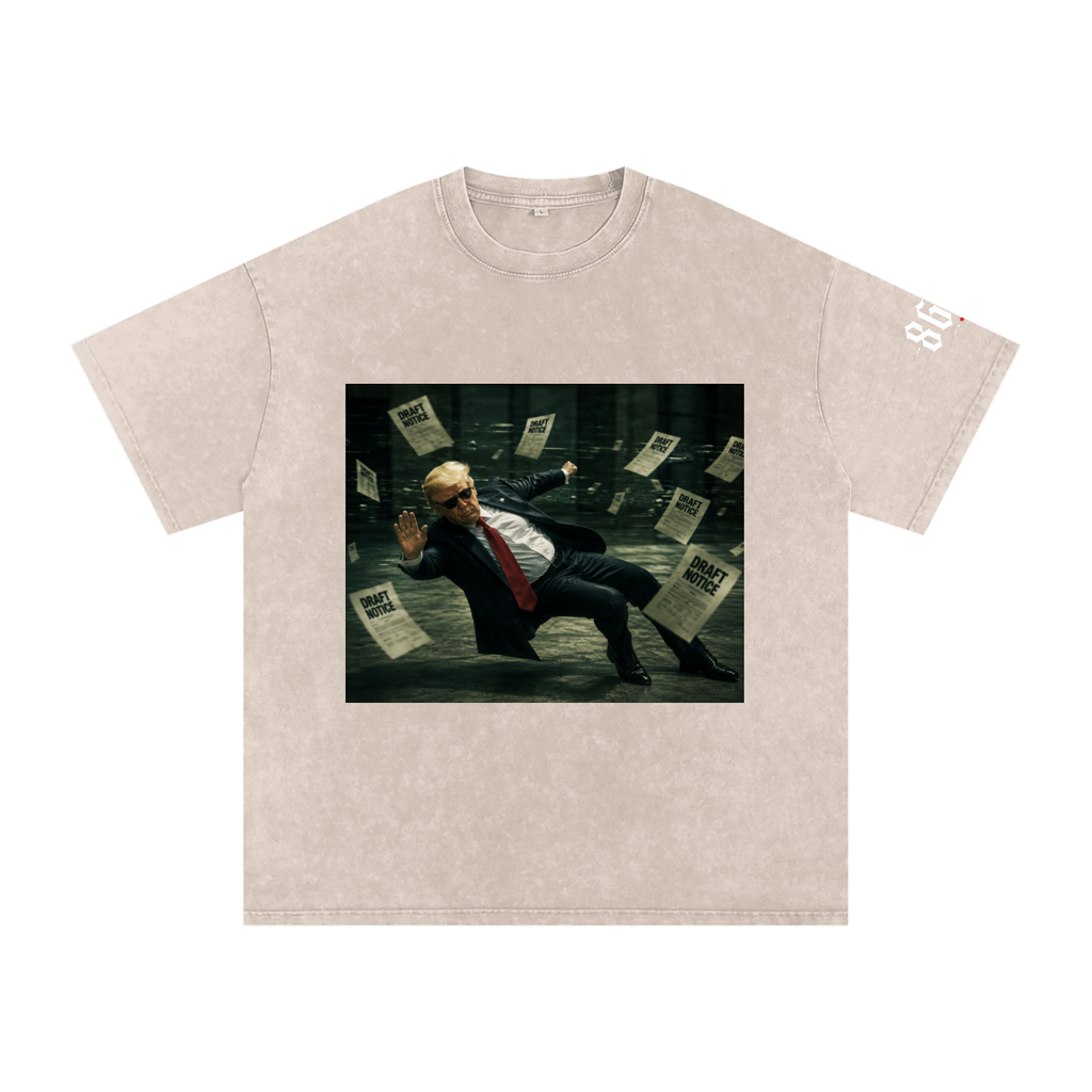 “Draft Dodger” Snow Washed Oversized Cotton T-Shirt